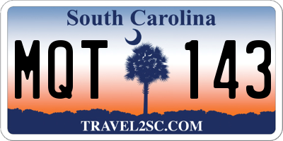 SC license plate MQT143