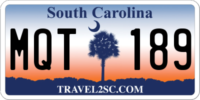 SC license plate MQT189