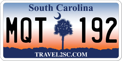 SC license plate MQT192