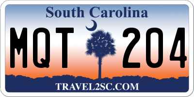 SC license plate MQT204