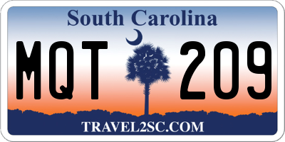 SC license plate MQT209