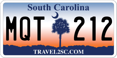 SC license plate MQT212