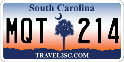 SC license plate MQT214
