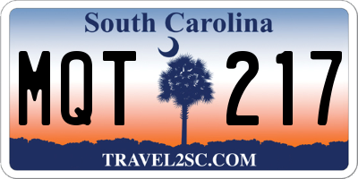 SC license plate MQT217