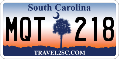 SC license plate MQT218