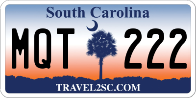SC license plate MQT222