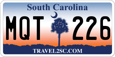 SC license plate MQT226