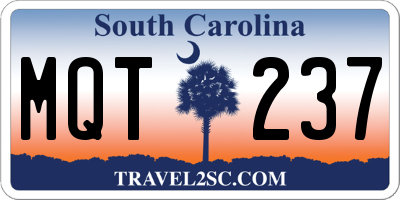 SC license plate MQT237