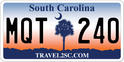 SC license plate MQT240