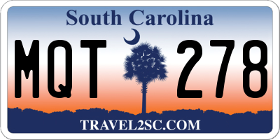 SC license plate MQT278