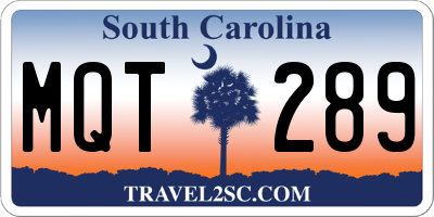 SC license plate MQT289