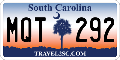 SC license plate MQT292