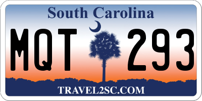 SC license plate MQT293