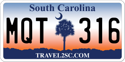 SC license plate MQT316