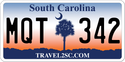 SC license plate MQT342
