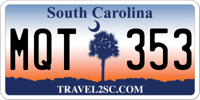 SC license plate MQT353
