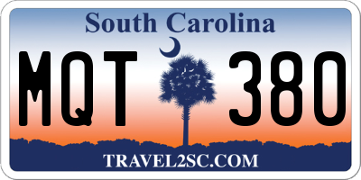 SC license plate MQT380
