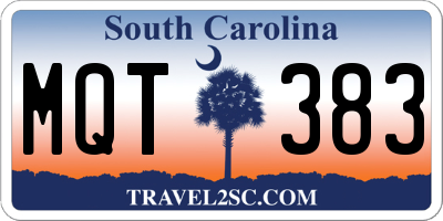SC license plate MQT383
