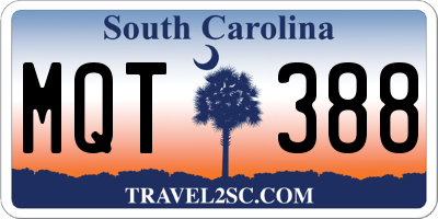 SC license plate MQT388