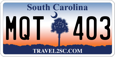 SC license plate MQT403