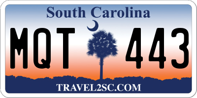 SC license plate MQT443