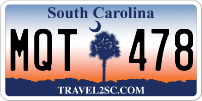 SC license plate MQT478