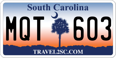 SC license plate MQT603