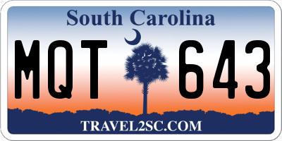 SC license plate MQT643