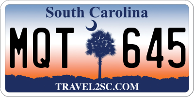 SC license plate MQT645