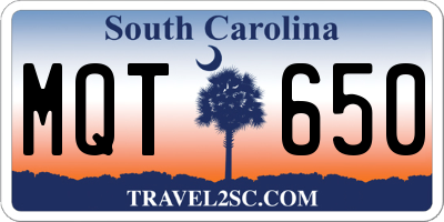 SC license plate MQT650
