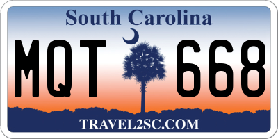 SC license plate MQT668