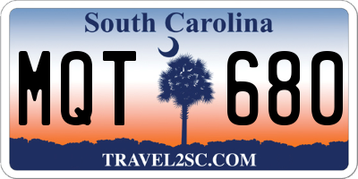 SC license plate MQT680