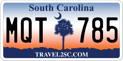 SC license plate MQT785