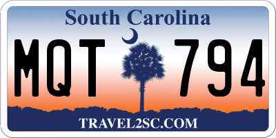 SC license plate MQT794