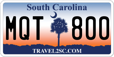 SC license plate MQT800