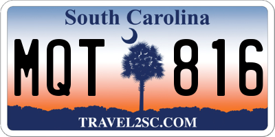 SC license plate MQT816