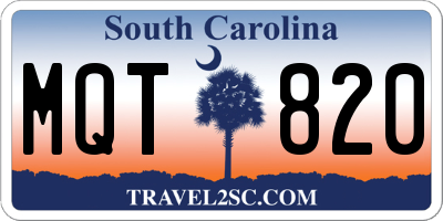 SC license plate MQT820