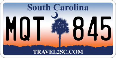 SC license plate MQT845