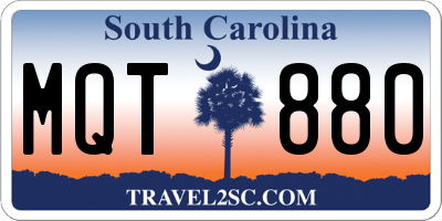 SC license plate MQT880