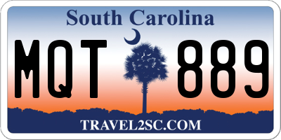 SC license plate MQT889