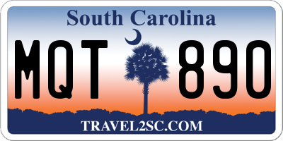 SC license plate MQT890