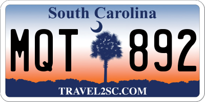 SC license plate MQT892