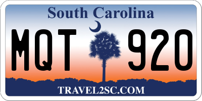 SC license plate MQT920
