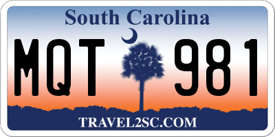 SC license plate MQT981