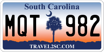 SC license plate MQT982