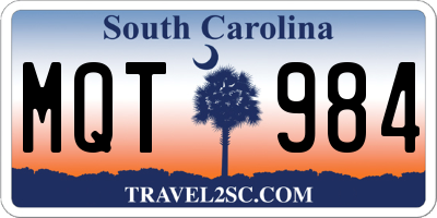 SC license plate MQT984