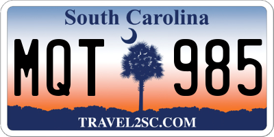SC license plate MQT985