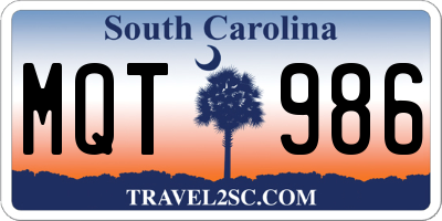 SC license plate MQT986