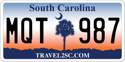 SC license plate MQT987