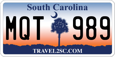 SC license plate MQT989